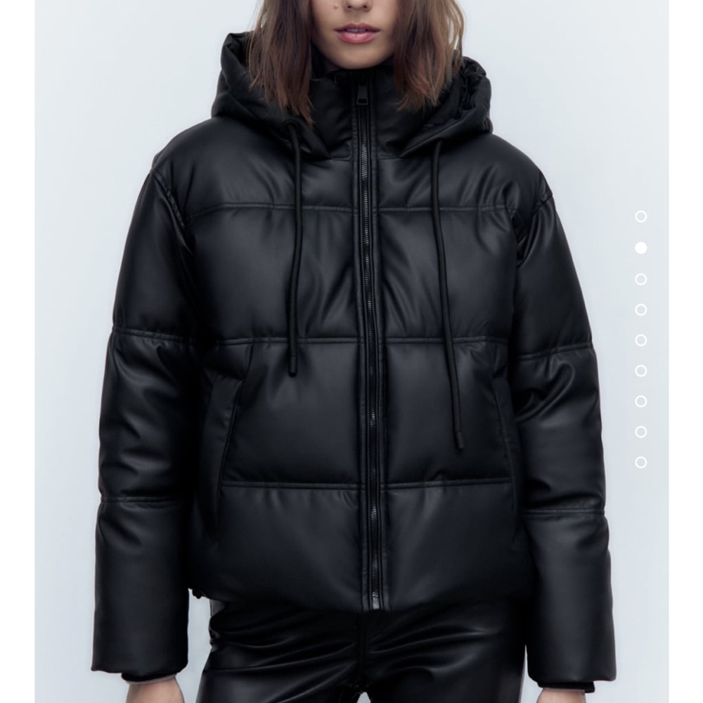 Zara leather puffer jacket